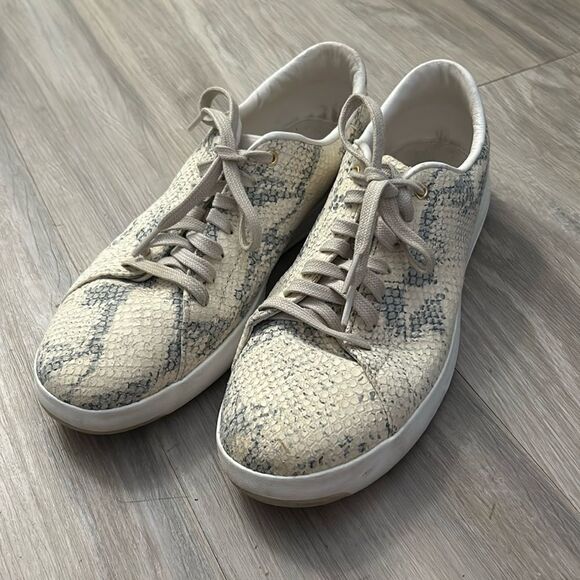 Cole Haan GrandPro Tennis Sneaker Snakeskin Ivory Grey - Picture 1 of 5